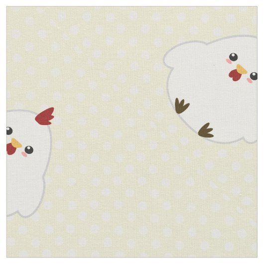 Cute Chicken Fabric Stof (Close Up)