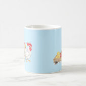Cute Chicken Family Blue Mug Koffiemok (Center)