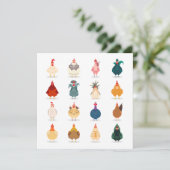 Cute Chicken Feestdagenkaart (Staand voorkant)