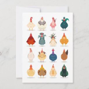 Cute Chicken Feestdagenkaart