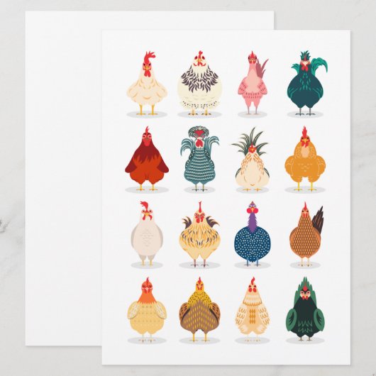 Cute Chicken Feestdagenkaart (Voorkant / Achterkant)