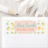 Cute Chicken & Flowers Pattern Etiket (Insitu)