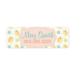 Cute Chicken & Flowers Pattern Etiket