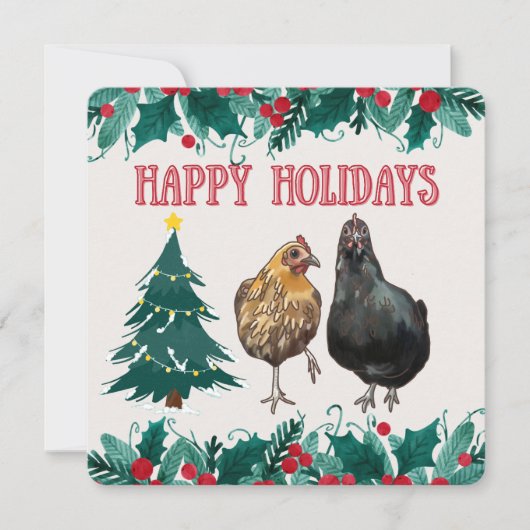 Cute Chicken Holiday Card Feestdagenkaart (Voorkant)