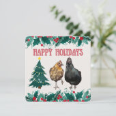 Cute Chicken Holiday Card Feestdagenkaart (Staand voorkant)