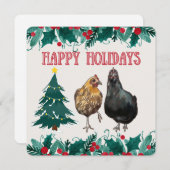 Cute Chicken Holiday Card Feestdagenkaart (Voorkant / Achterkant)