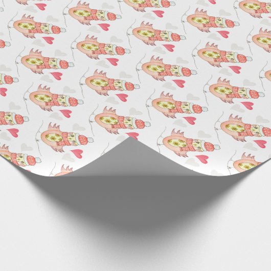 Cute Chicken in love Cadeaupapier (Hoek)