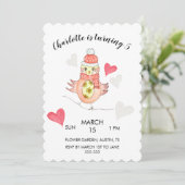 Cute Chicken in Love, Hearts Waterverf Feestdagenkaart (Staand voorkant)