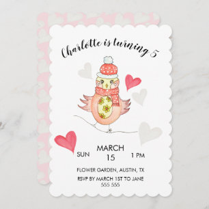 Cute Chicken in Love, Hearts Waterverf Feestdagenkaart