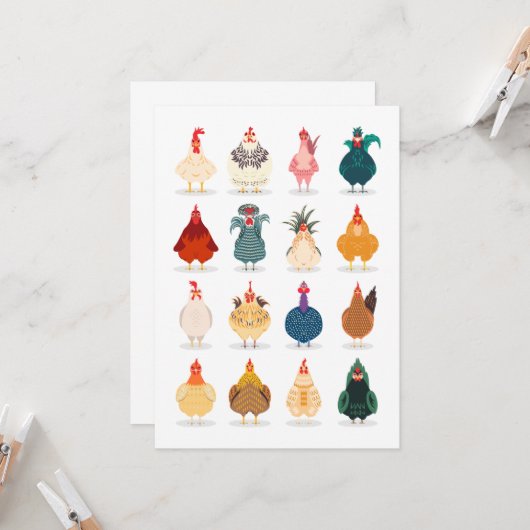 Cute Chicken Kaart (Voorkant / Achterkant in situ)