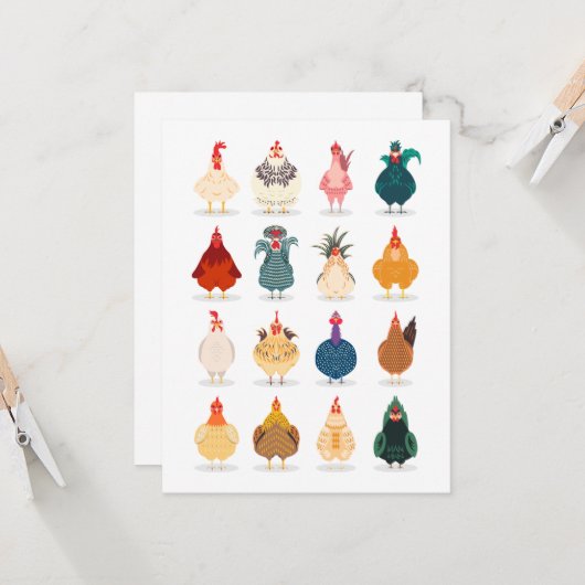 Cute Chicken Kaart (Voorkant / Achterkant in situ)