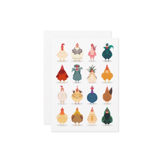 Cute Chicken Kaart (Voorkant / Achterkant in situ)