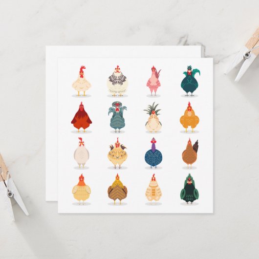 Cute Chicken Kaart (Voorkant / Achterkant in situ)
