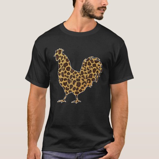 Cute Chicken Leopard Print Funny Boerderij Animal  T-shirt (Voorkant)
