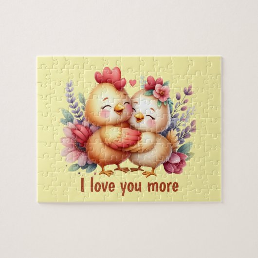 Cute chicken love you more customizable legpuzzel (Horizontaal)
