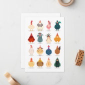 Cute Chicken Notitiekaartje (Voorkant / Achterkant in situ)