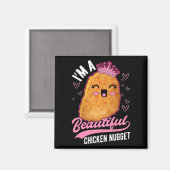 Cute Chicken Nugget Girl Foodie Queen Magneet (Voorkant / Achterkant)