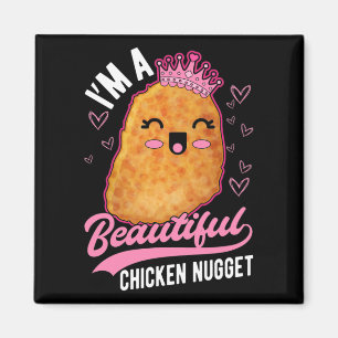 Cute Chicken Nugget Girl Foodie Queen Magneet