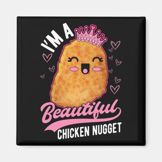 Cute Chicken Nugget Girl Foodie Queen Magneet (Voorkant)
