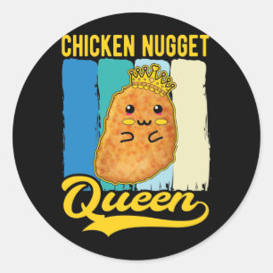 Cute Chicken Nugget Queen Foodie Girl Ronde Sticker