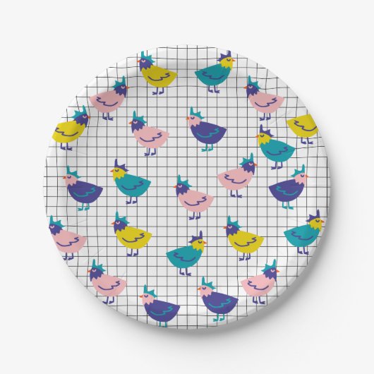 Cute Chicken Paper Borden Papieren Bordje (Voorkant)