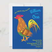 Cute Chicken Rooster Kinder 1st Birthday Party Kaart (Voorkant)