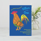 Cute Chicken Rooster Kinder 1st Birthday Party Kaart (Staand voorkant)