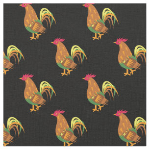 Cute Chicken Rooster Kinder Baby Nursery Black Stof