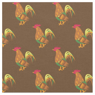 Cute Chicken Rooster Kinder Baby Nursery Brown Stof
