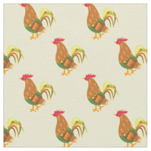 Cute Chicken Rooster Kinder Baby Nursery Yellow Stof