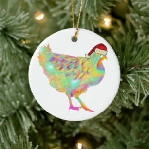 Cute chicken Santa Keramisch Ornament
