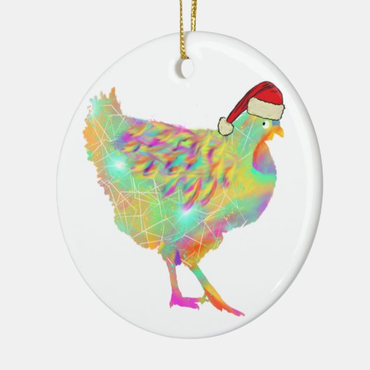 Cute chicken Santa Keramisch Ornament (Links)