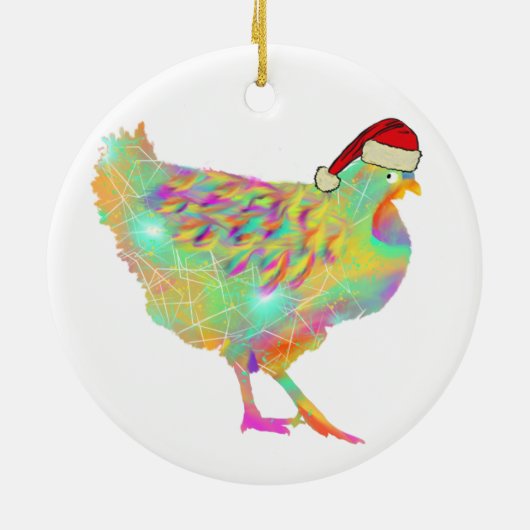 Cute chicken Santa Keramisch Ornament (Achterkant)
