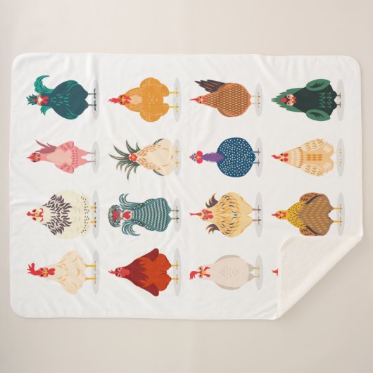 Cute Chicken Sherpa Deken (Voorkant (horizontaal))