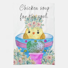Cute Chicken Soup voor de Soul Kitchen Towel Theedoek