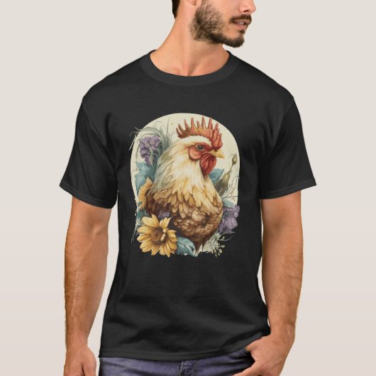 Cute Chicken Sunflower Chicken  Farm Animal T-shirt (Voorkant)