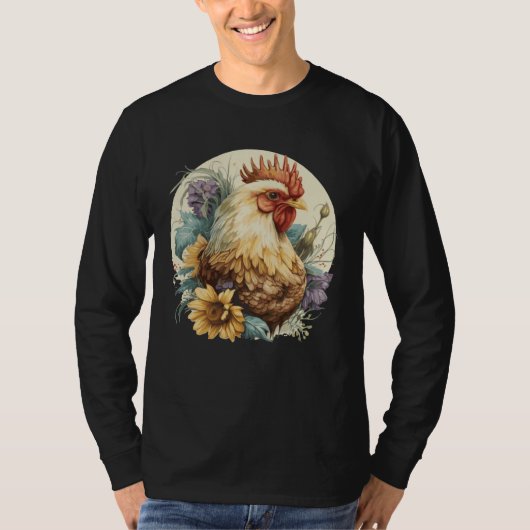Cute Chicken Sunflower Chicken  Farm Animal T-shirt (Voorkant)