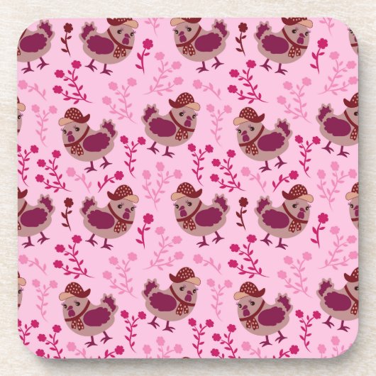 Cute Chickens Bier Onderzetter (Voorkant)