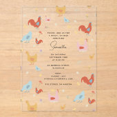 Cute Chickens Hens and Baby Chicks Bridal Shower Acryl Uitnodigingen (Voorkant)
