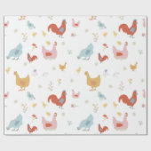 Cute Chickens Hens and Baby Chicks Cadeaupapier (Vlak)