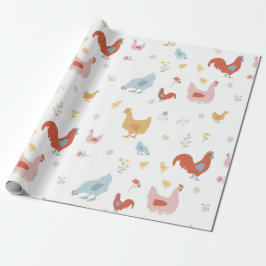 Cute Chickens Hens and Baby Chicks Cadeaupapier