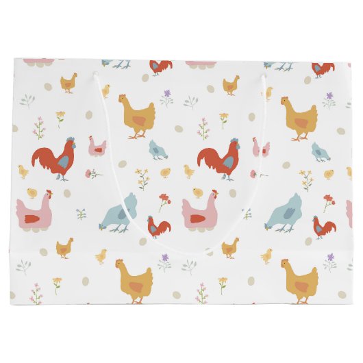 Cute Chickens Hens and Baby Chicks Groot Cadeauzakje (Achterkant)