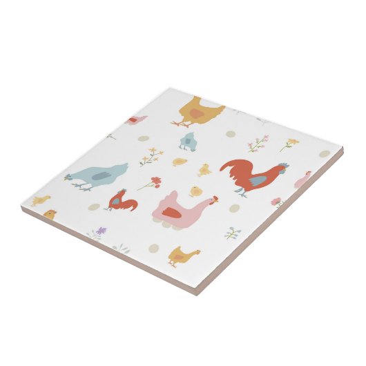 Cute Chickens Hens and Baby Chicks Kitchen Tegeltje (Zijkant)