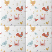 Cute Chickens Hens and Baby Chicks Kitchen Tegeltje
