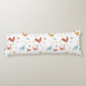 Cute Chickens Hens and Baby Chicks Lichaamskussen (Achterkant)