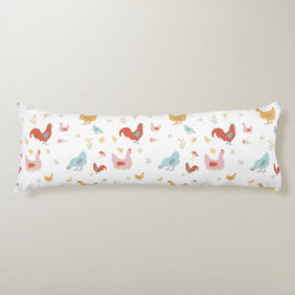 Cute Chickens Hens and Baby Chicks Lichaamskussen