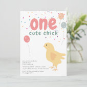 Cute Chickens Hens Chick Girl First 1st Birthday Kaart (Staand voorkant)