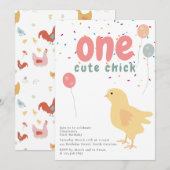 Cute Chickens Hens Chick Girl First 1st Birthday Kaart (Voorkant / Achterkant)