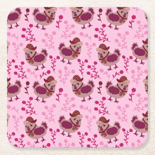 Cute Chickens Kartonnen Onderzetters (Voorkant)