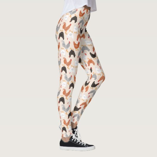 Cute Chickens on Light Beige Leggings (Rechts)